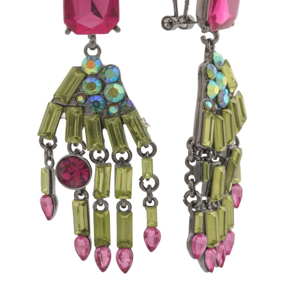 NWT Betsey Johnson Halloween Green Tone Skeleton Drop Earrings - Picture 3 of 5